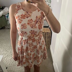 Forever 21 Floral Mini Dress in Orange and Cream
